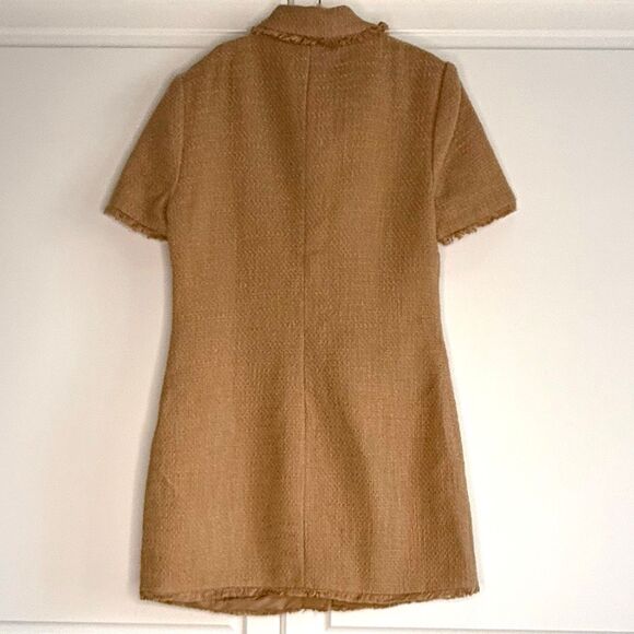 NWT Cinq a Sept Pammy cotton tweed mini shirtdress in brown sugar Size 8 - Picture 9 of 15